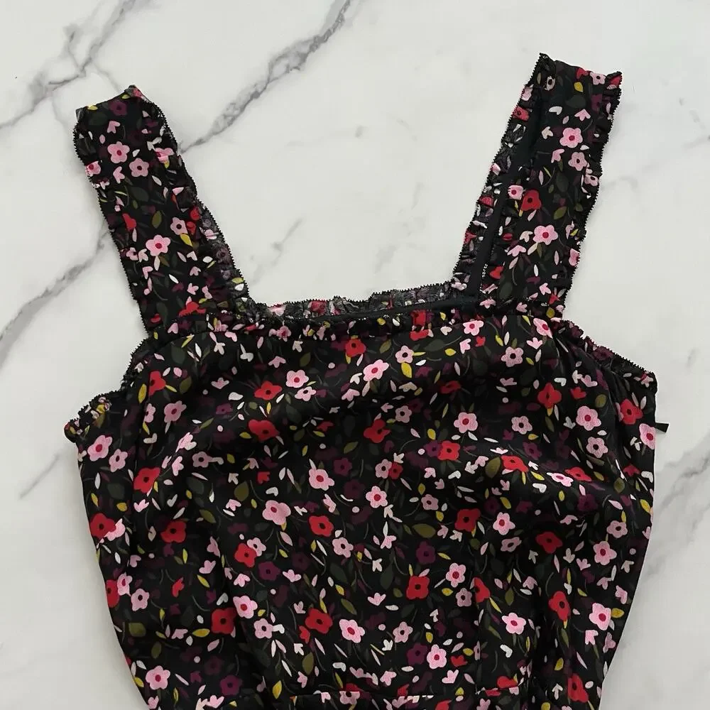 Kate Spade Ma Cherie Wide Leg Floral Jumpsuit Size 10 Preppy summer cherry print